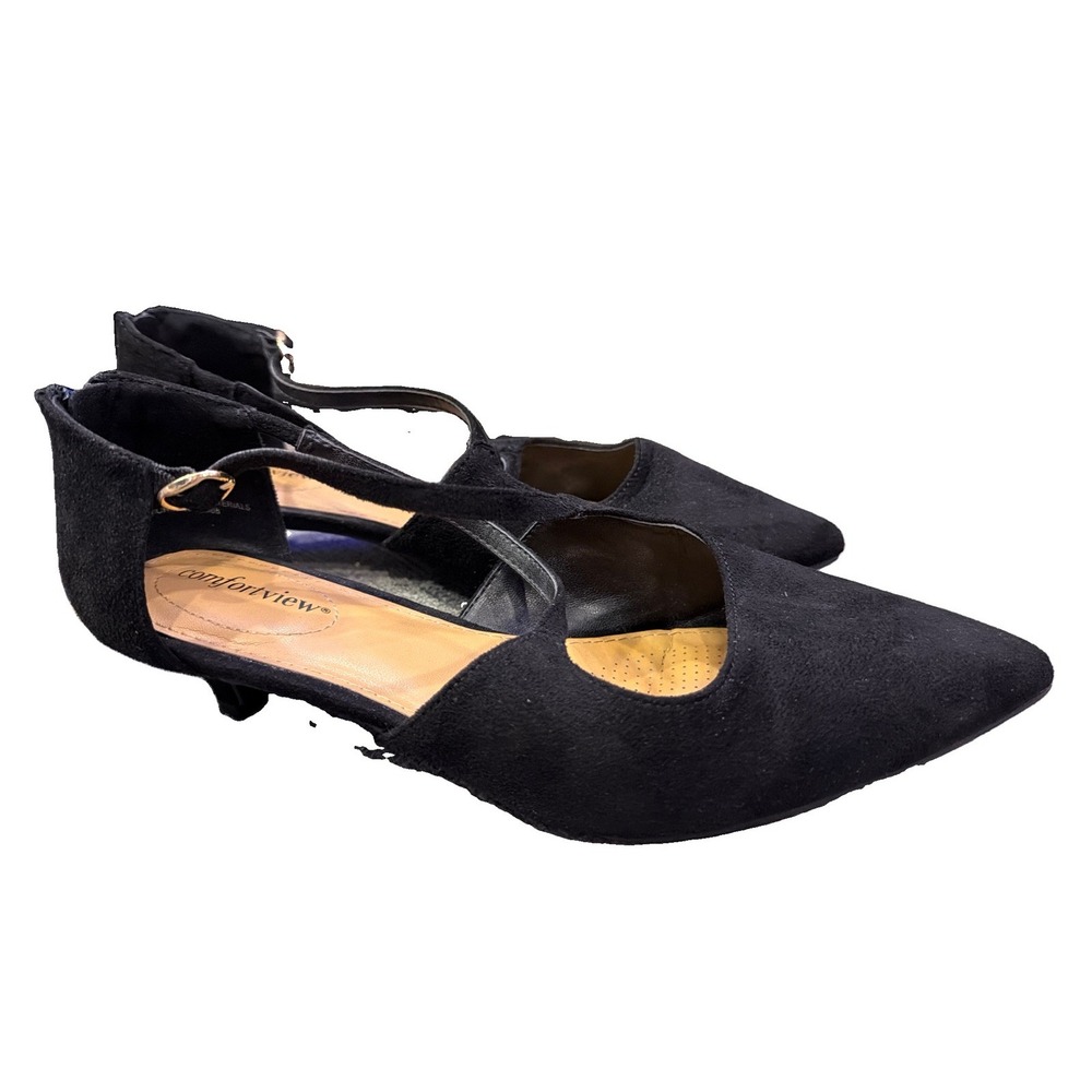Comfortview 8W Black Suede Heels Women's The Dawn Pump - Picture 5 of 9
